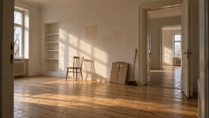 Fast leer geräumte Wohnung vor der Übergabe